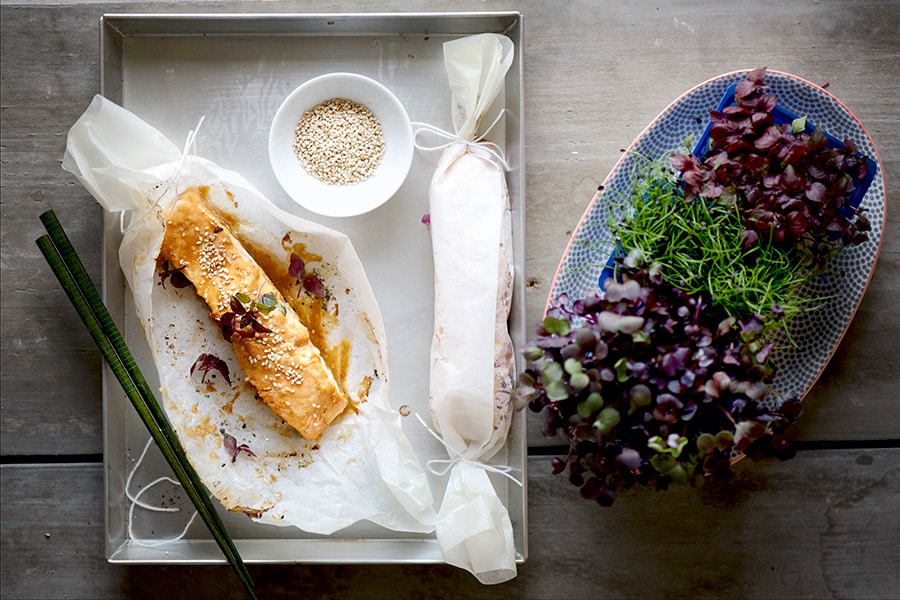 salmone al cartoccio al miso