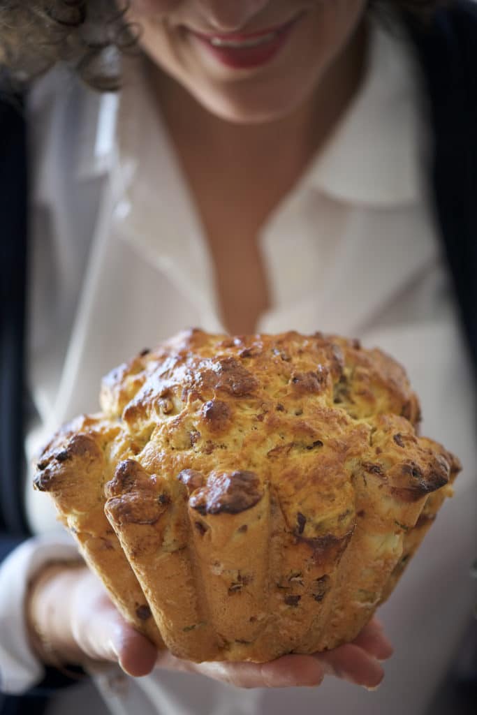 brioche con castagne, rosmarino e speck