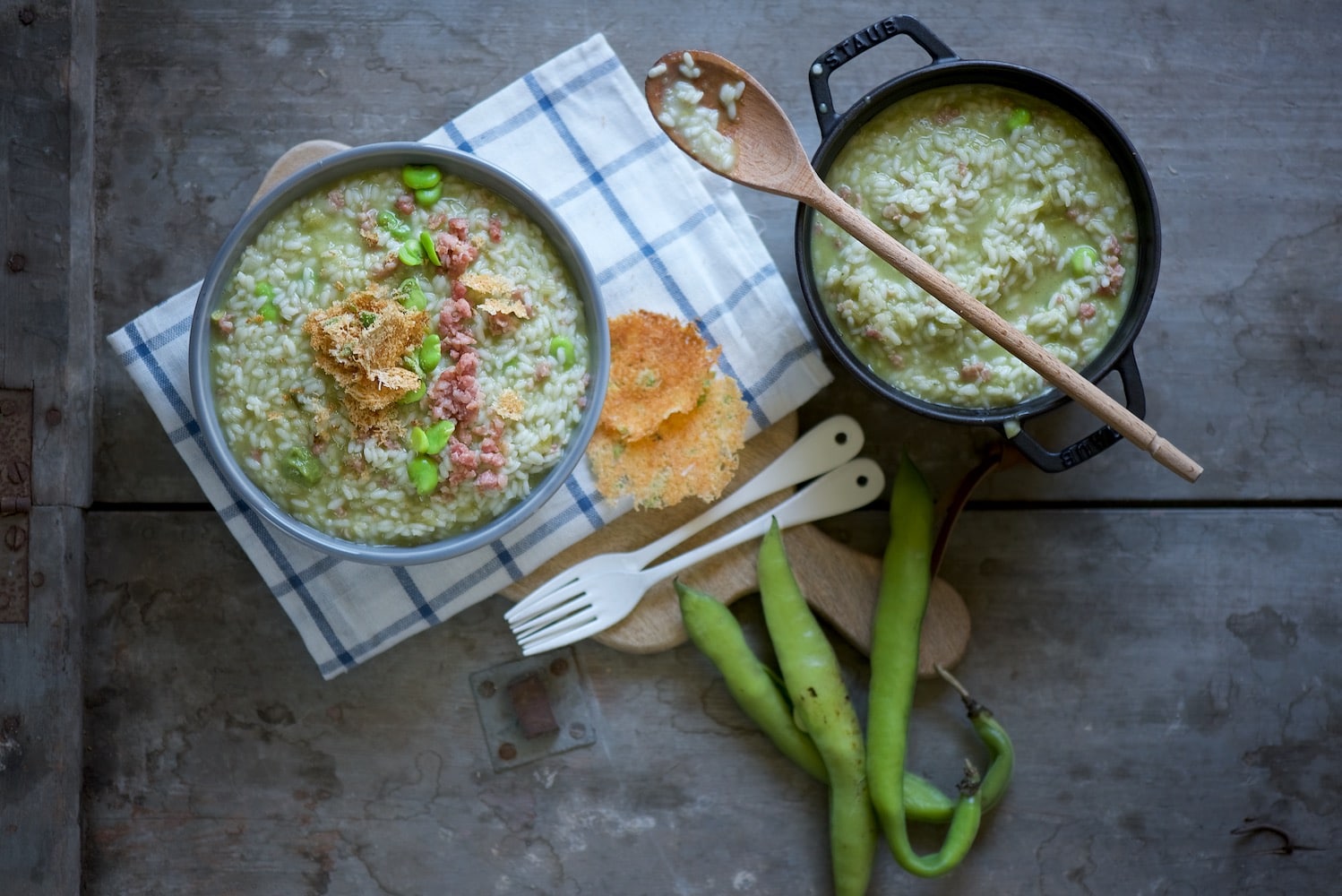 C risotto fave salsiccia cialde