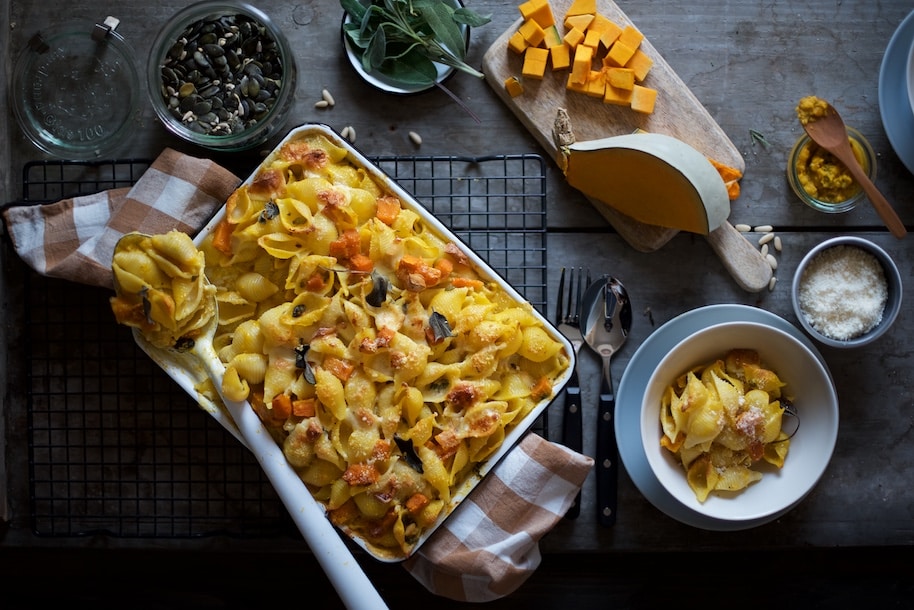 pasta al forno con pesto di zucca