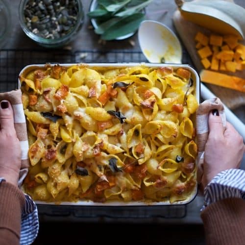 pasta al forno con presto di zucca