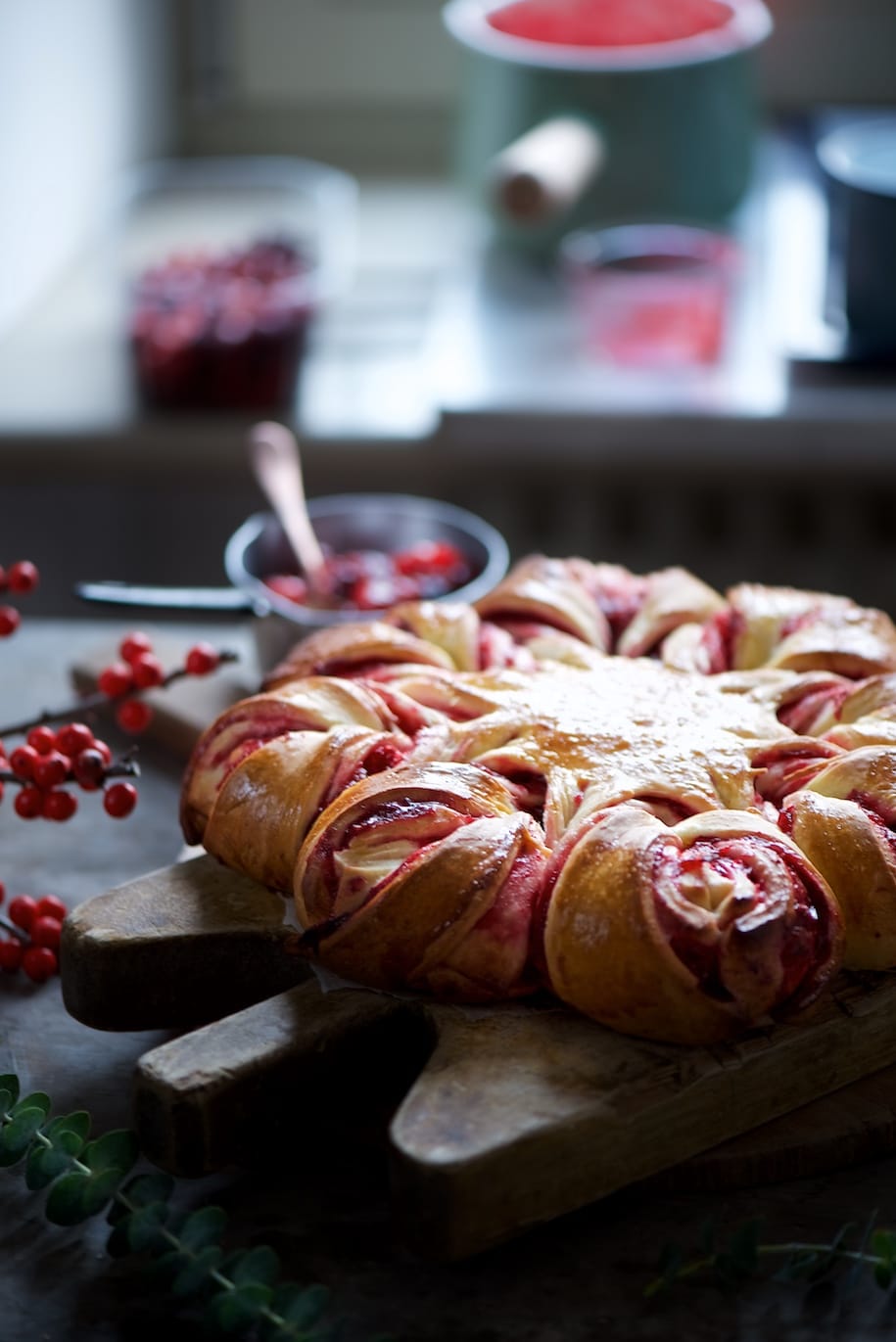 stella di brioche con cranberries