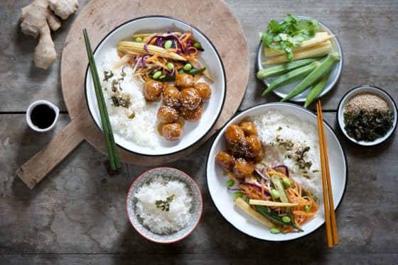 Polpettine asiatiche con salsa teriyaki