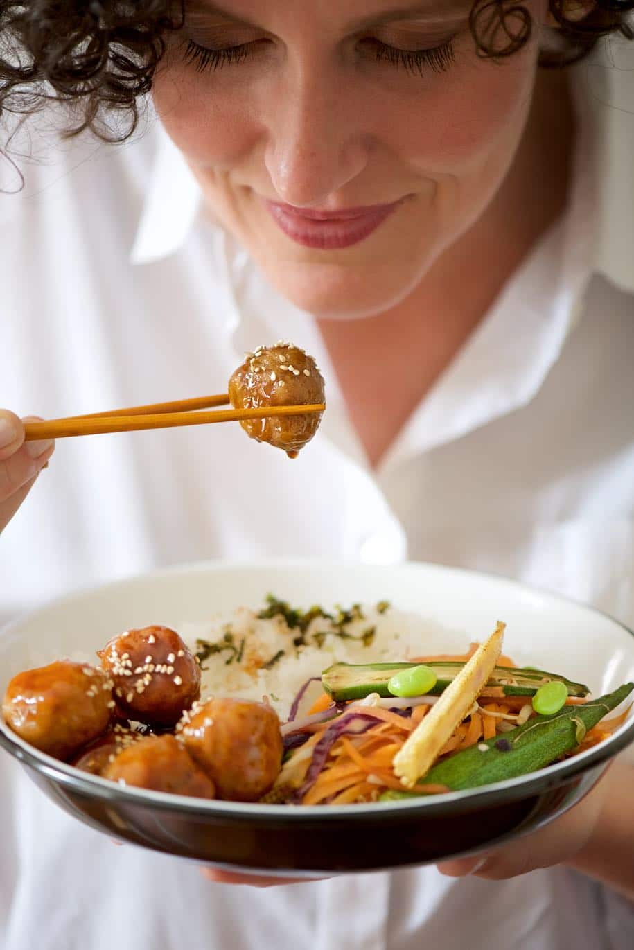 polpette asiatiche con salsa teriyaki