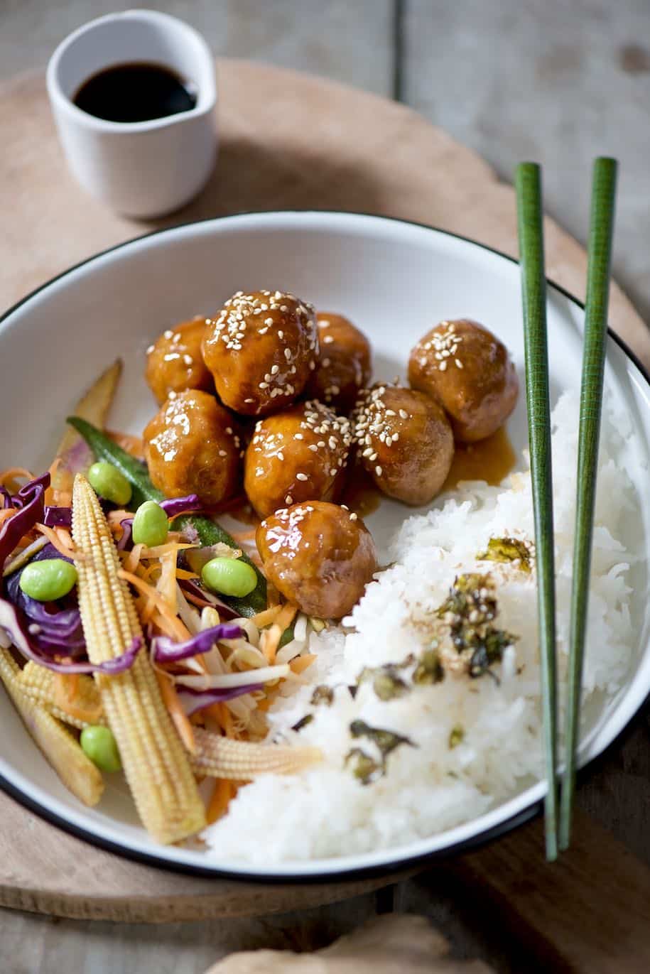 polpette asiatiche con salsa teriyaki