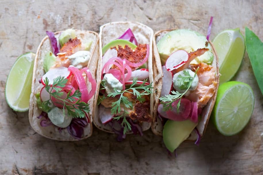 pulled salmon tacos