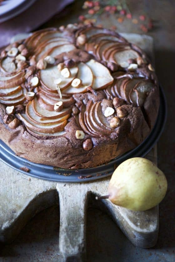 torta morbida al cioccolato e pere