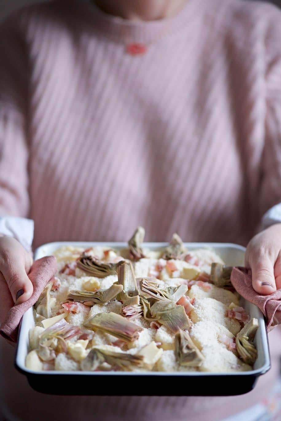 gnocchi alla romana con carciofi e pancetta