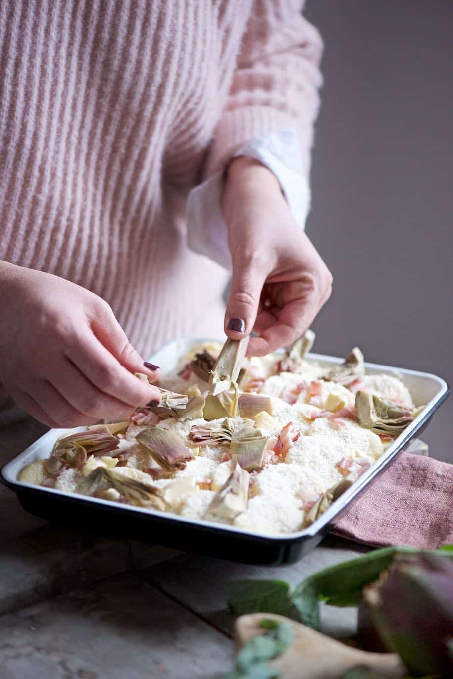 gnocchi alla romana con carciofi e pancetta