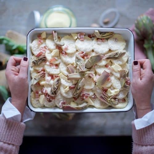 gnocchi alla romana con carciofi e pancetta