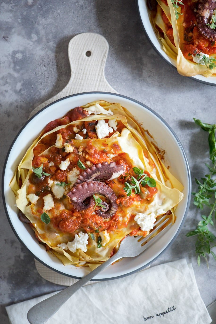 lasagna con ragù di polpo