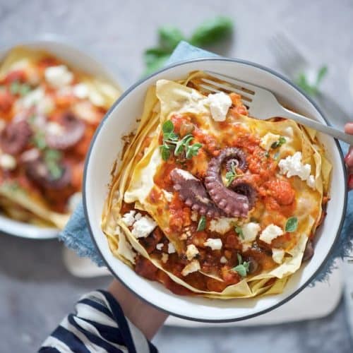 lasagna con ragù di polpo