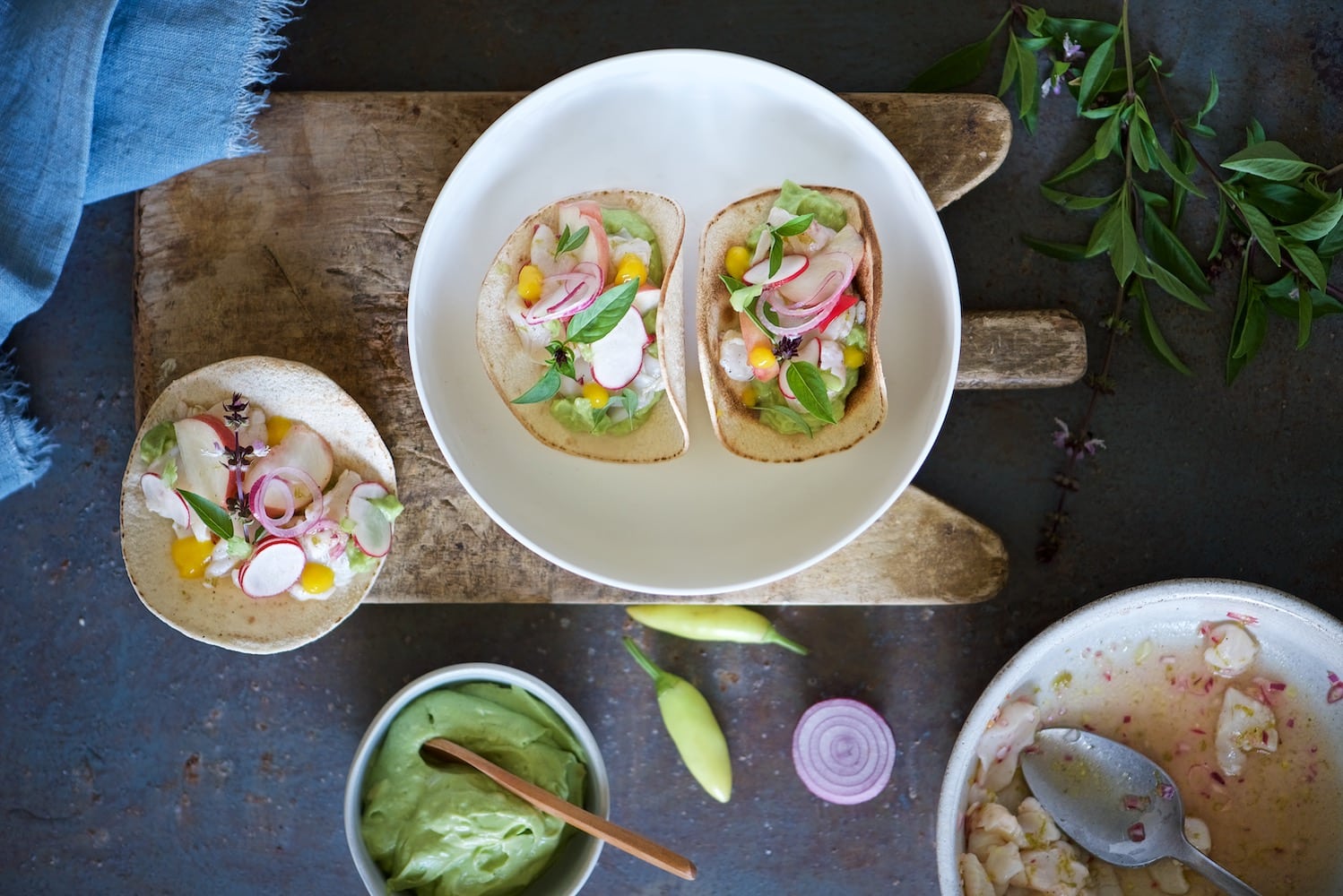 Tacos con ceviche di capesante - Carlotta e il bassotto