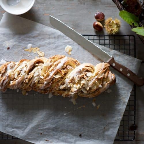 treccia ripiena con crema di castagne