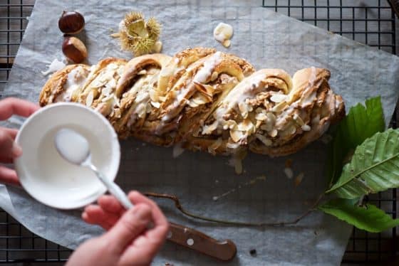 treccia ripiena con crema di castagne