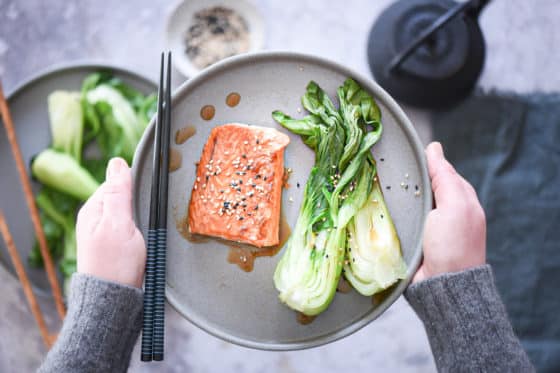Ricettina: salmone teriyaki con Pak – Choi al vapore