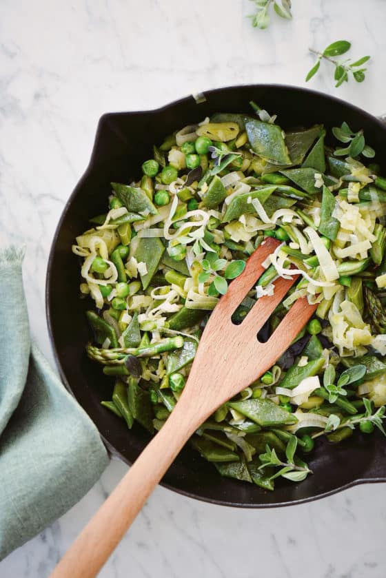 verdure primaverili cotte per le crespelle primaverili