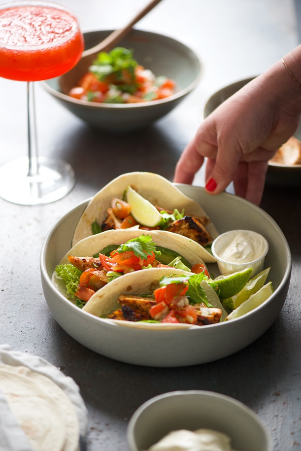 tacos di pollo con frozen margarita alle fragole