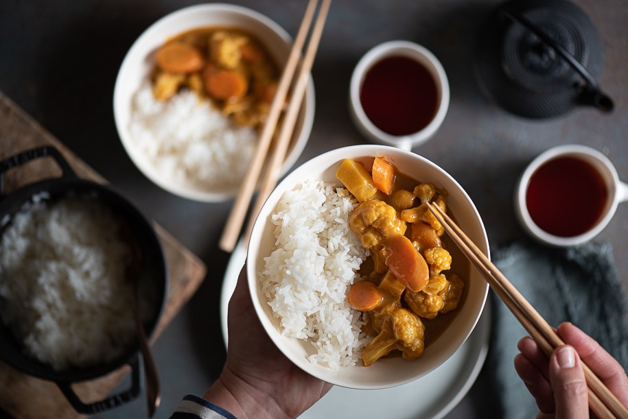 curry giapponese di verdure con riso