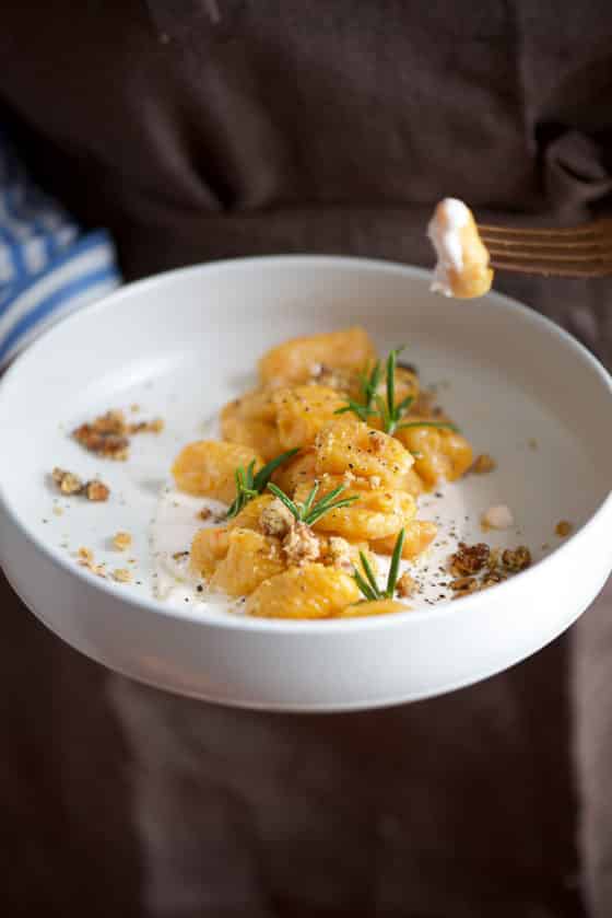 gnocchi di patate dolci,crema di feta