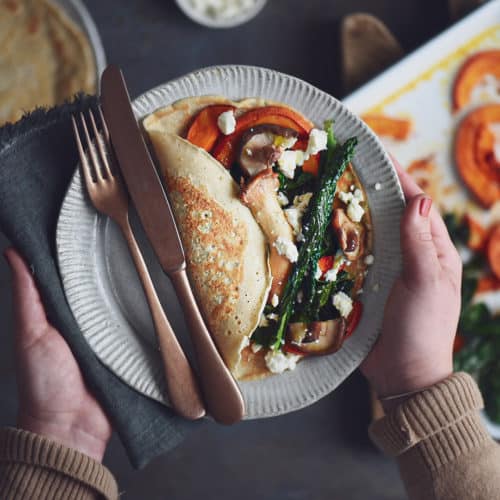 crespelle di grano saraceno farcite di verdure autunnali