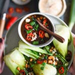 pak choi al vapore con salsa allo zenzero e anacardi