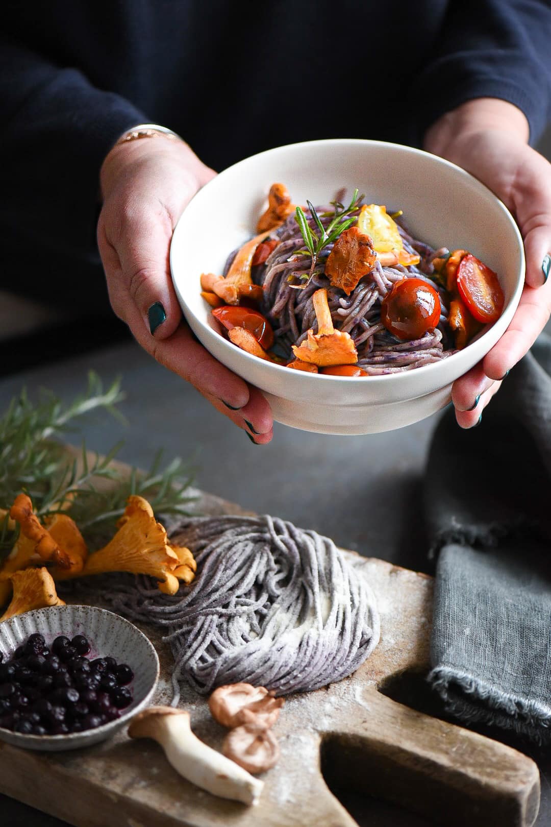 tagliolini ai mirtilli con funghi