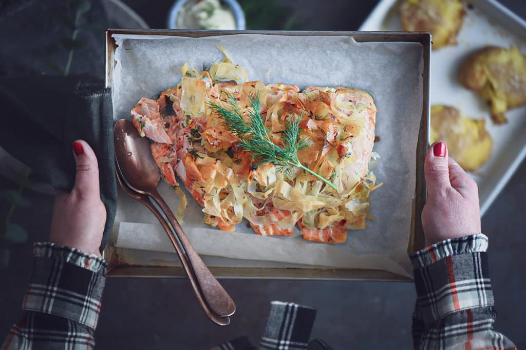 salmone in crosta di pasta fillo