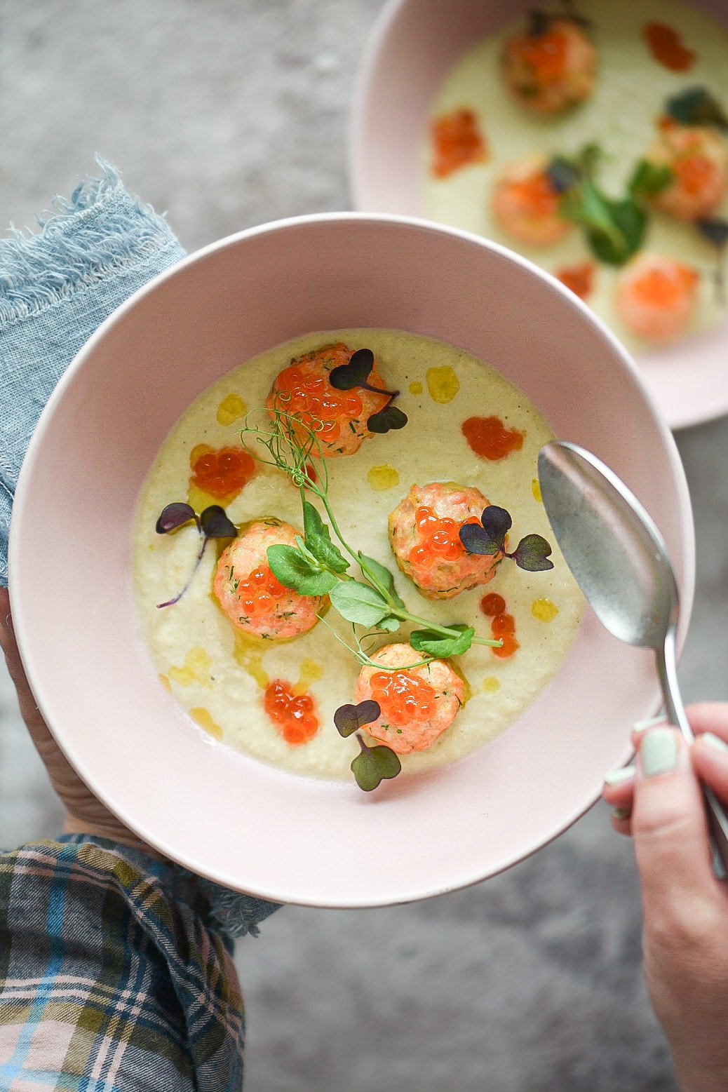 polpette di salmone con crema di finocchi