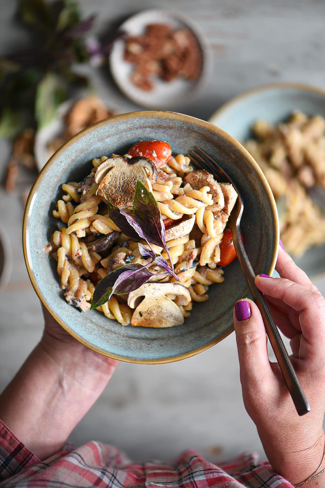 fusilli con pesto di funghi secchi