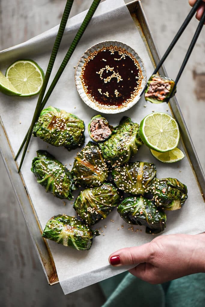 involtini asiatici di carne e cavolo cinese