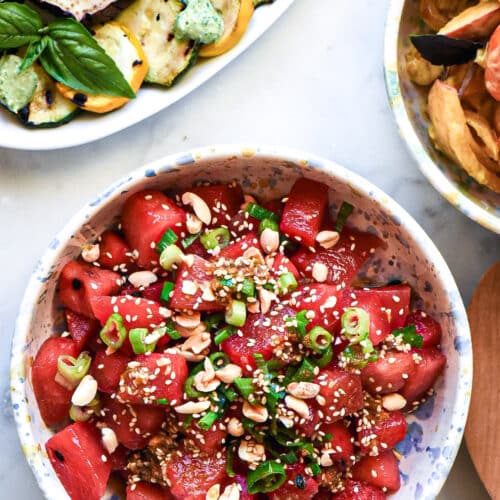 insalata di anguria con dressing asiatico