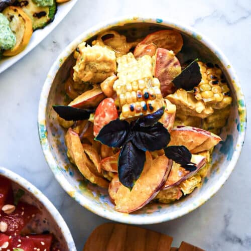 insalata di mais e pesche