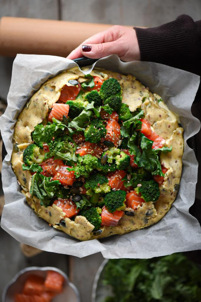 galette con salmone e broccolo