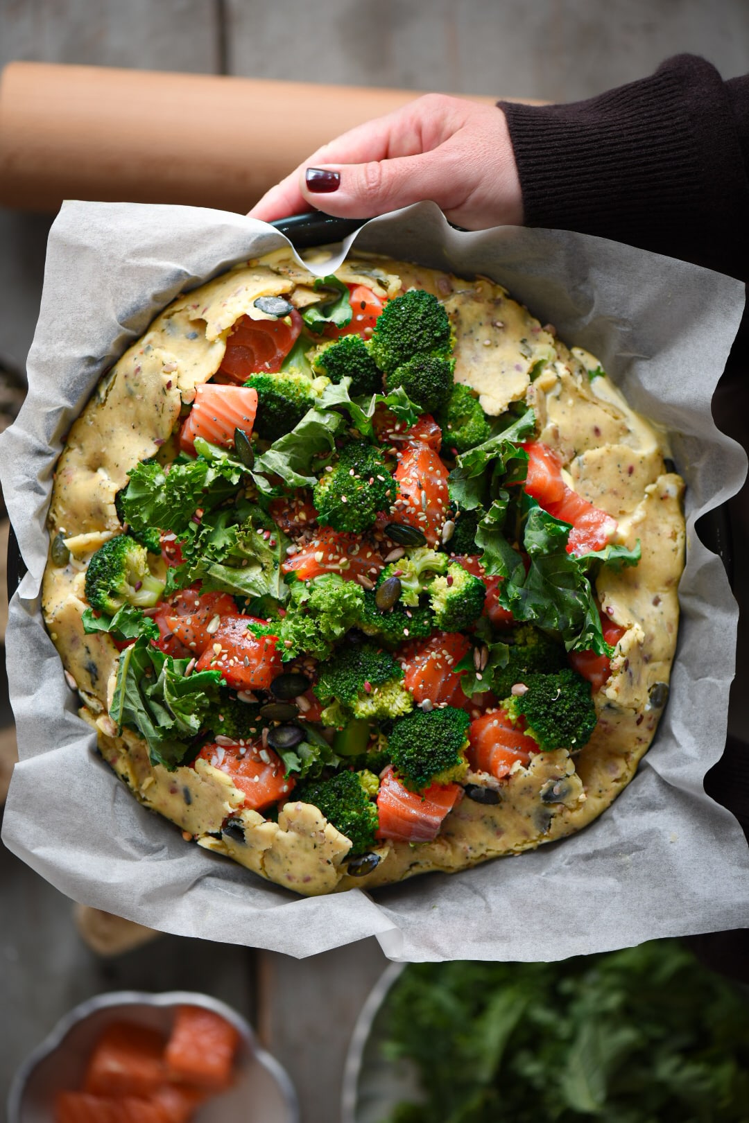galette con salmone e broccolo